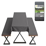 Spetebo Bierzeltgarnitur Auflagenset gepolstert anthrazit - 3-teilig - Set aus 2 Bankauflagen mit...