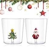 2 Stück Weihnachtsgläser, 300ml Weihnachtstasse Glas, Weihnachtsbaum Kaffeetassen, Weihnachten...