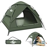 Camping Zelt, Automatisches 2 Personen Doppellagiges Camping Zelt Pop Up, Wasserdicht & Winddicht...