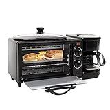 Mini-Öfen 3 In1 Multifunktional Frühstücksmaschine mit Kaffeemaschine und 9L Backofen Toastofen...