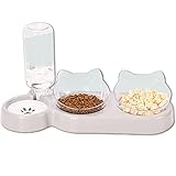 3-in-1 Katze Futternapf und Wassernapf Set, Katzennapf 3er Set, Doppel-Katzennäpfe mit...