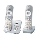 Panasonic KX-TG6862GS Schnurlostelefon mit 2 Mobilteilen und Anrufbeantworter (Bis zu 1.000...