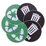 Mikikit 6 Stück PVC Vinyl Mülltonnenaufkleber Wetterfeste Recycling Sticker für Küche Büro...