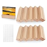 YSWOVUO 10 Stück Kartenhalter Holz, 10 x 3 x 2cm Tischkartenhalter mit Doppelseitigen Klebstoff,...