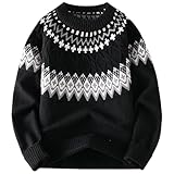 Puramala Herren Norweger Pullover mit Jacquard-Muster - Klassischer Strickpullover mit...