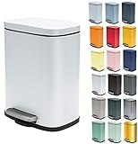 Spirella Kollektion Akira, Abfalleimer mit Pedal 21,5 x 17,5 x 30 cm (5 Liter), Stahl, Weiß,...