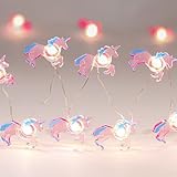 ABOHU Lichterkette Rosa Einhorn, 2M 20 LED Lichterkette Kinderzimmer Batterie, Fenster Innen...