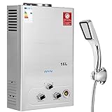 BreeRainz 16L Gas Durchlauferhitzer mit Duschkopf,32KW LPG Propan Butan Warmwasserbereiter, Super...