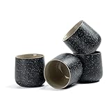 TEANAGOO Keramische japanische Teetasse, 7.2Oz / 205 ml, Charcoal Grey, H17, 4 Stück/Karton,...