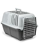 lionto Hundetransportbox aus Kunststoff mit Metallgitter, 58,5x35,5x40 cm, Transportbox mit...