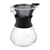 YunNasi Pour Over Kaffeebereiter Hand Kaffee Edelstahl Handfilter aus Glas mit Permanentfilter...