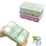 JOPHEK Eiswürfelform, 2 Stück 12 Fach Silikon Eiswürfelschale mit Deckel, Große Quadratische...