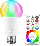 iLC LED Farbige Leuchtmittel,70W äquivalente, RGBW Lampe Edison Farbige Leuchtmitte Farbwechsel...