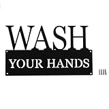 Saiwithend Schild 'Wash Your Hands', schwarzes Badezimmer-Dekor, Wandkunst, lustiges Metall-Zitat,...