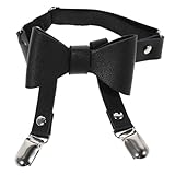 JOINPAYA Verstellbarer Strumpfgürtel mit PU Leder Schleife Schwarzes Beinband für Damen...