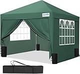 Quictent Pavillon 3x3 Faltpavillon mit 4 Seitenteilen, Wasserdicht Gartenpavillon mit 4 Sandsäcken...