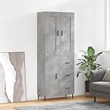 Gecheer Highboard Betongrau 69,5x34x180 cm Holzwerkstoff, Sideboard, Beistellschrank,...