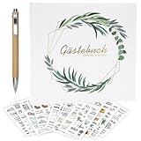 Gästebuch Hochzeit, 22 x 22 cm Hochzeitsgästebuch mit 213 Sticker Hochzeit Gästebuch und Stifte,...