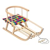 Green Blue GB154 Holzschlitten Aus Buche Mit Abnehmbarer Rückenlehne, Gewebtem Stoffsitz,...