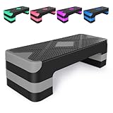 GYMFLEX Aerobic Steppbrett Höhenverstellbar Stepper mit 3 Stufen 10/15/20cm, rutschfest Fitness...