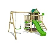 FATMOOSE Spielturm Klettergerüst JazzyJungle Jam XXL mit Schaukel & apfelgrüner Rutsche, Outdoor...