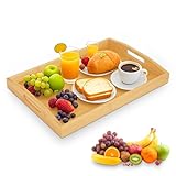 Tablett Serviertablett, holztablett rechteckig, Bambus tablett, Serviertablett groß, aus...