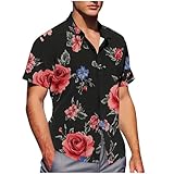 Hawaii T-Shirt Herren Hemd Einfarbig Freizeithemd Slim Fit Tshirt Umlegekragen Sommer Tops für...