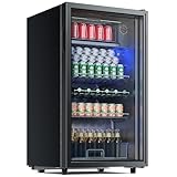 TRIUMPHKEY Getränkekühlschrank, 85 Liter kleiner Kühlschrank mit blauer LED-Beleuchtung, mit...