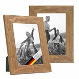 Bilderrahmen 13x18 cm Holz Eiche-Optik, 2er Set Echtholz-Rahmen rustikal, Strandhaus, Made in...