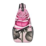 WXXWXD Schöne rosa Rosen bedruckte modische Umhängetasche Outdoor Wandern Rucksack...