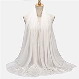 ARTQ Schals Für Damenfrühlings-Neues Baumwoll-Polyester-Mischmaterial Stoff Weiß Damen Schal...