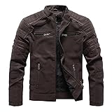 Lederjacke für Herren Stehkragen - Bomberjacke Herren Leder Mode Leichte Bomberjacke mit...