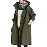 Duohropke Regenmantel Damen Wasserdicht Atmungsaktiv Windbreaker Übergangsjacke Lang Funktionsjacke...
