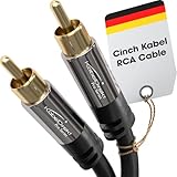 KabelDirekt – 10m – Cinch-Subwoofer-Kabel, 1 Cinch auf 1 Cinch, Audio/Digital/Video (Koax-Kabel,...