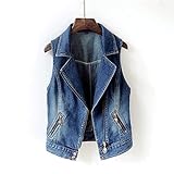 ADMAIEIA Jeansweste - Mode Damen Kurze Denim Weste Mantel Vintage Marineblau Reißverschluss Weste...