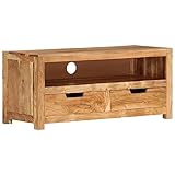 Bucmath TV-Schrank Massivholz Akazie 88x35x40 cm, langlebiges Akazienholz, mit Schubladen, für...