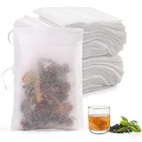 200 Stück Einweg Teabag, 7 x 9 cm Filterbeutel Tee Teefilterbeutel Einweg Kordelzug Feine Teefilter...