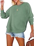 BLENCOT Damen Sweatshirt Casual Pullover Damen Langarmshirts Einfarbige Rundhalsausschnitt Tunika...