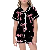 Pyjama-Set für Mädchen mit Fliege, bedrucktem Revers, kurzärmeligem Oberteil und bequemen Shorts,...