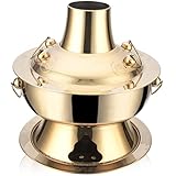 Chinesischer Kochtopf mit Holzkohle, Chinese Fondue Outdoor Cookware Picnic Stove, Portable Shabu...