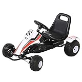 HOMCOM Go Kart Kinderfahrzeug Tretauto mit Pedal Bremsen Sitz Verstellbar Kinderspielzeug für 3-8...