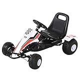 HOMCOM Go Kart Kinderfahrzeug Tretauto mit Pedal Bremsen Sitz Verstellbar Kinderspielzeug für 3-8...