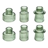 HofferRuffer Grüner Kerzenhalter 6er Set Glas-Kerzenhalter für Spitzkerzen, Stumpenkerzen und...