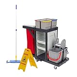 Wisch-Star Kunststoff Putzwagen Reinigungswagen mit Presse, 2X 20 Liter Eimer, 4X 6 Liter Eimer, 2X...