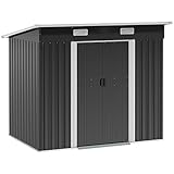 Outsunny Gerätehaus Metall 2,3 m² 207 x 130 x 182 cm Geräteschuppen mit Pultdach Fenster...