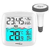 GreenBlue GB216 Digitales Funk-Poolthermometer mit Wetterstation Temperaturstation mit...