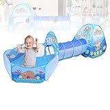 Kinder Spielzelt und Tunnelset, Pop up Spielzelt Kit im Tiefsee Ozean Design, Spielhaus mit...