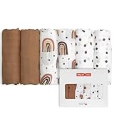 GLLQUEN BABY Musselintücher für Babys, 6 Stück Spucktücher aus Baumwolle 70 cm x 70 cm,...