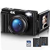 Digitalkamera,4K UHD Fotokamera Autofokus mit 32G Karte, 48MP Vlogging Kamera mit 180°...