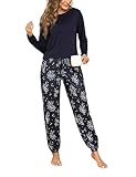 Jahetuul Pyjama Damen kuschelig Schlafanzug Baumwolle Damen Schlafanzüge Zweiteiler Nachtwäsche...